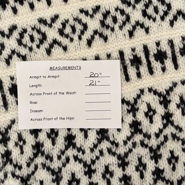 AMERICAN EAGLE Outfitters Fairisle Crew Neck Sweater Black White Fair Isle Small - Image 15