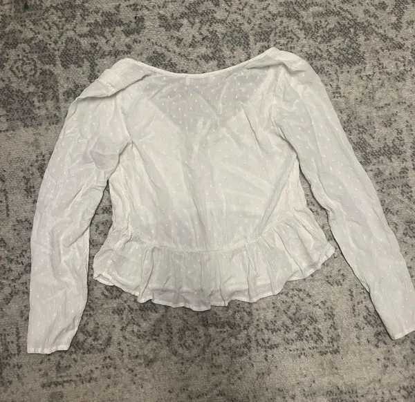 Hollister White  Ruffle Longsleeve Top - Image 4