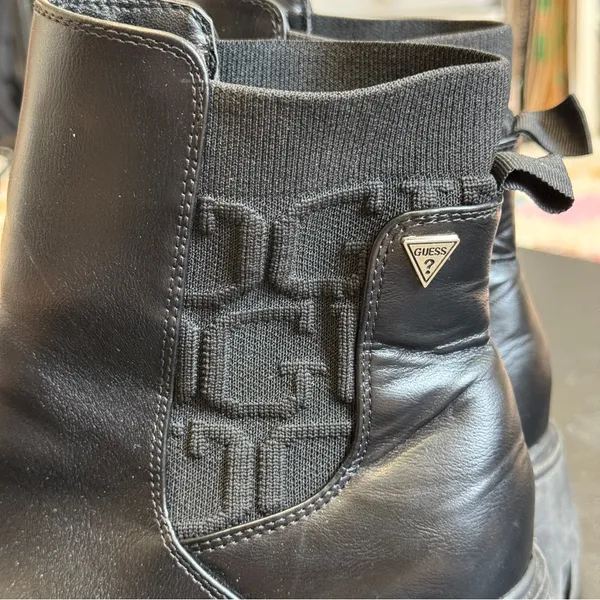 Guess Keva Booties Lugged Sole Chelsea Boots in Black - Image 10