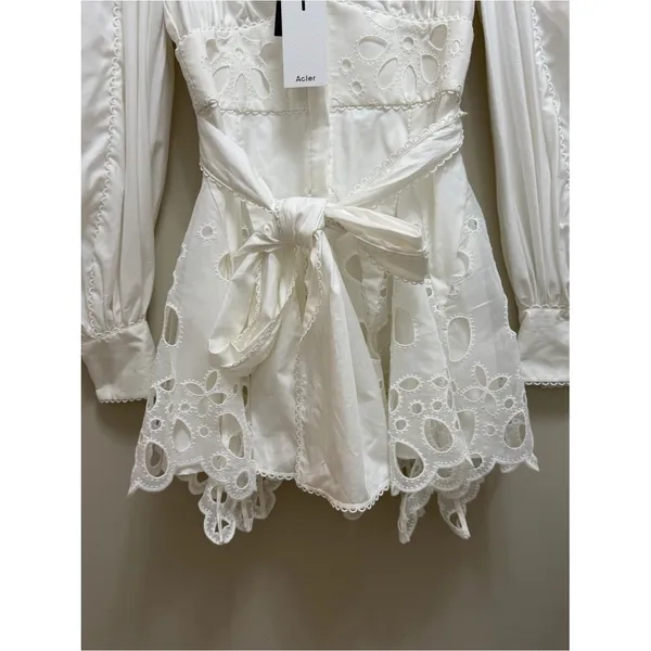 Acler Vicount Dress Embroidered Eyelet Dress Ivory White Size 6 NWT NEW - Image 8
