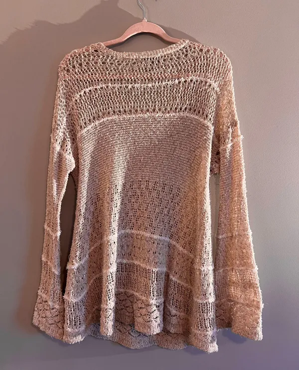 Boho Knit Sweater Tan Size L - Image 2