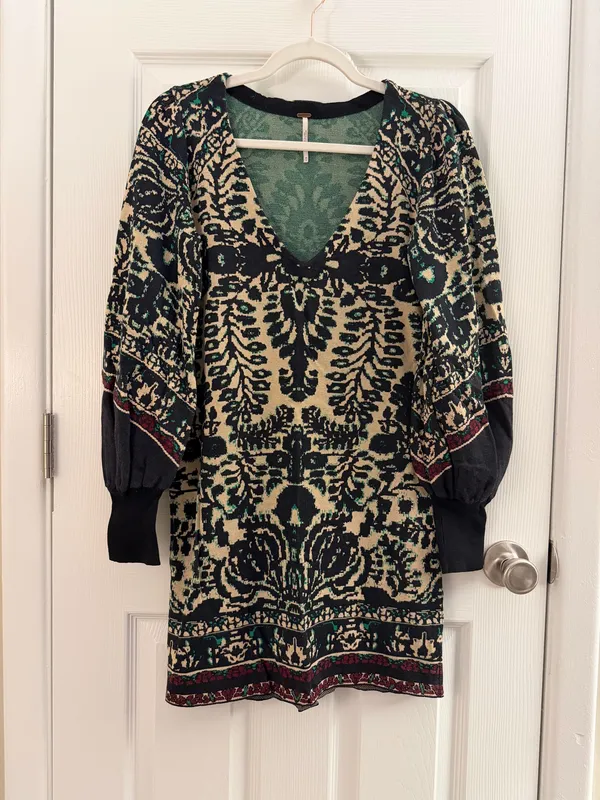 Free People Music & Lyrics Balloon Sleeve Knit Sweater Dress XS - Image 2