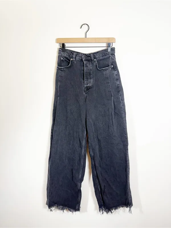 Free People We The Free Old West Slouchy High Rise Wide Leg Jeans Black 27 - Image 4