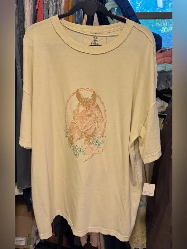 NWT Free People We The Free Farm Friends Tee - horse combo sand - Medium - Image 7