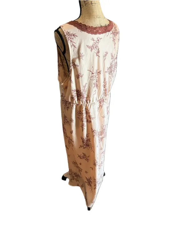 Old Navy Floral Satin Chemise Slip Dress, Women's Size XL, Pink/Brown - Image 7