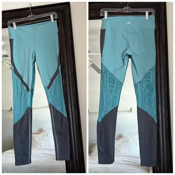 ALO Yoga Blue Vitality Mesh Contrast Leggings - Image 2
