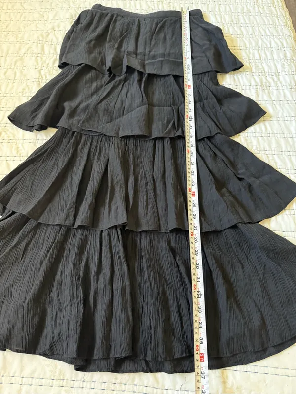 Abercrombie & Fitch Black Tiered Ruffle Maxi Skirt Boho Goth Cottagecore Size: S - Image 8
