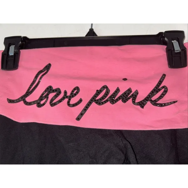 Victoria's Secret PINK Yoga Pants‎ Black Pink Rhinestone Love Pink Flare Small - Image 2