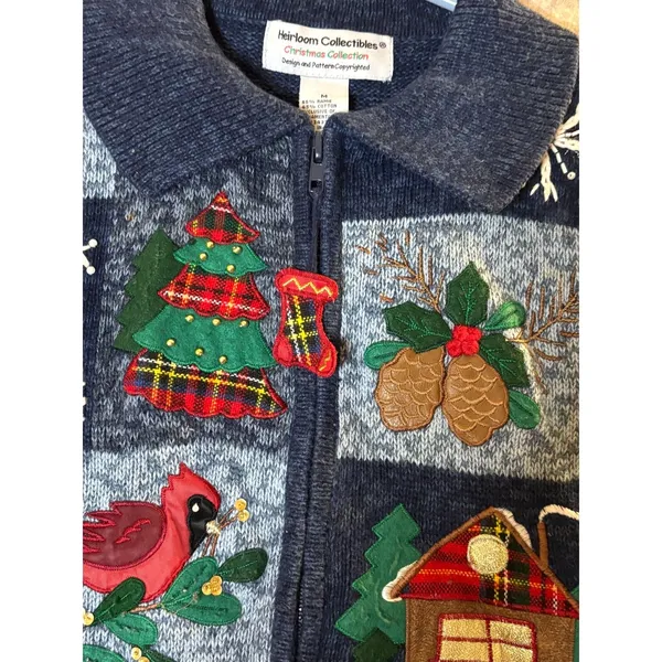 Vintage Heirloom Collectibles Christmas Sweater Vest M Patchwork Grandma Novelty - Image 8