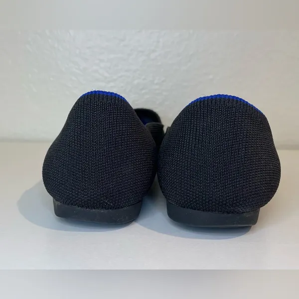 Rothy's Women’s Pointed Knit Flats in Black with‎ Blue Trim Shoes Size 7.5 - Image 6