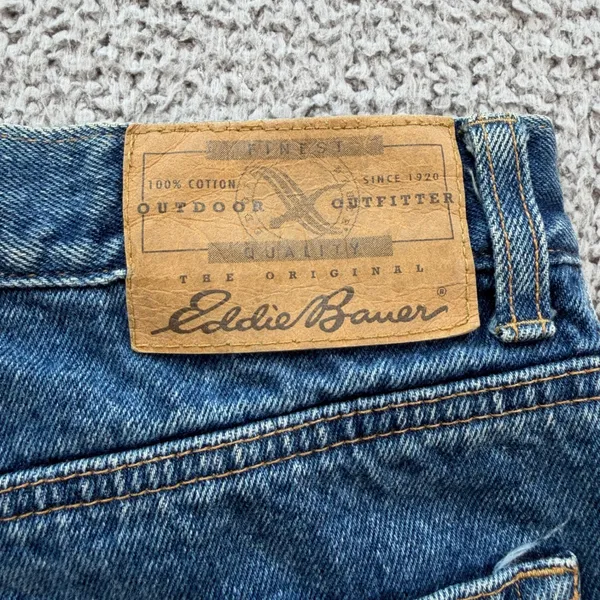 Vintage Eddie Bauer Flannel Lined Jeans 90s High Waisted Blue Denim 27x26 - Image 8