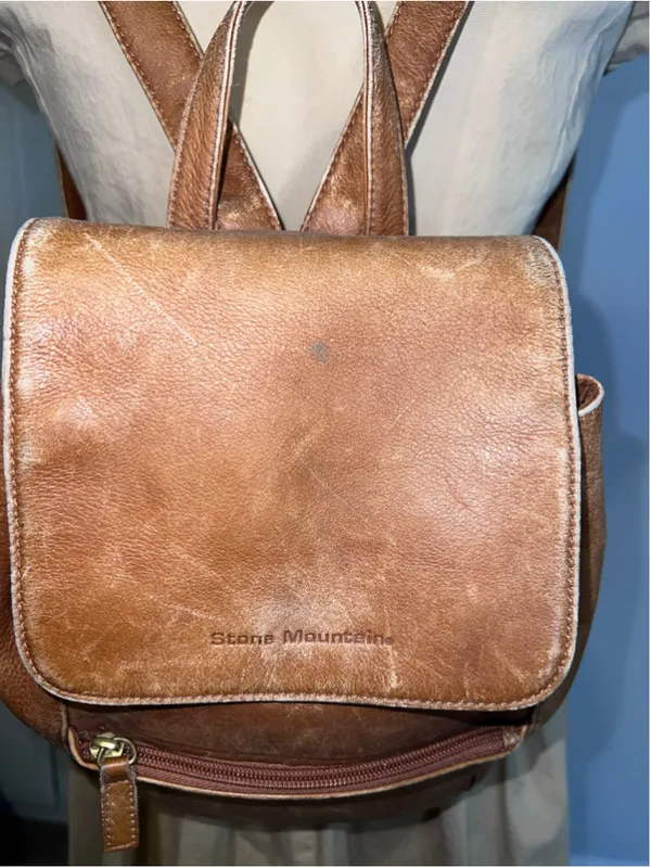 Women's Stone Mountain Brown Leather Backpack One Size - Image 2