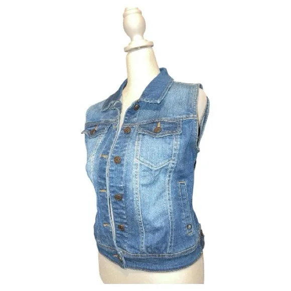 En Jean Stylish Blue Denim Vest Size M - Image 7