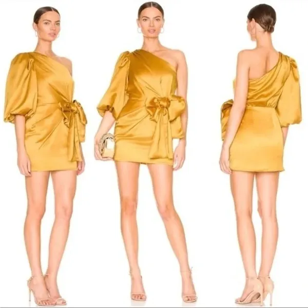 Lovers and Friends Kennedy Mini Dress in Mustard Yellow XSmall New Satin - Image 11