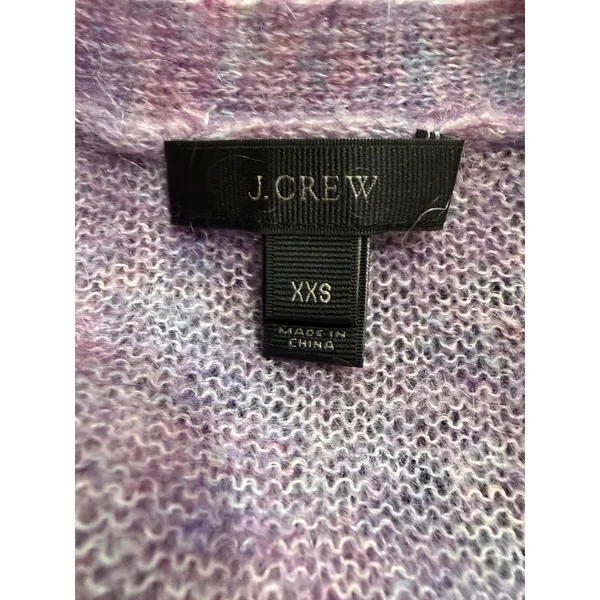 J. Crew Fuzzy kid Mohair Blend‎ Cardigan Lavender Pink Multi Color XXS - Image 6
