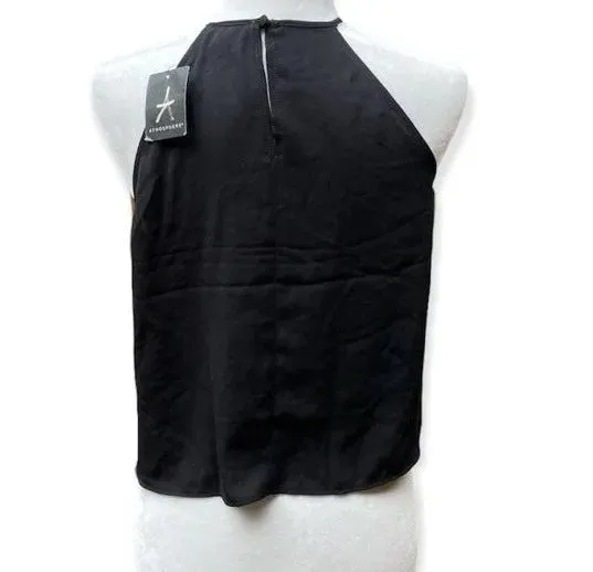 Y2K Party Glam Atmosphere Black Silver Sequin Halter Tank Top NWT Size M 8 - Image 3