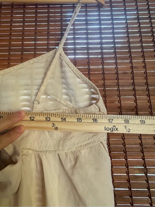 MABLE Anthropologie Ivory Tencel Tie Back Babydoll Cami Top Small - Image 7