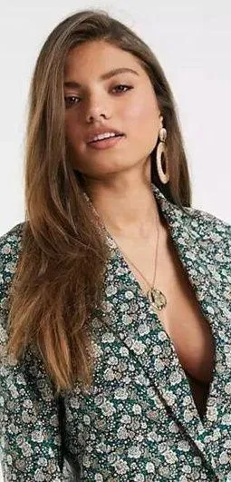 Mango MNG Floral Print Longline Blazer One Button Oversized Women's XXS - Image 2