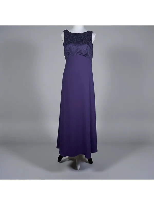 Rhapsody Purple Sleeveless Formal Gown with Beaded Bodice – Size M - Image 4