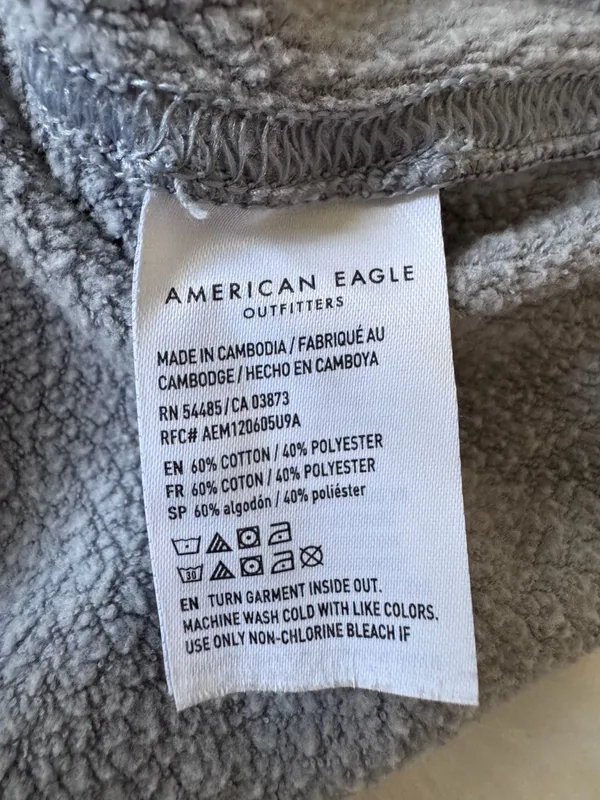 American Eagle Size S Women's Full-Zip Cropped Hoodie in Dusty Blue - Image 5