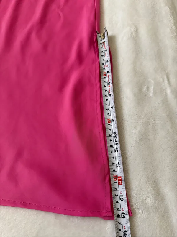 A New Day Pink Satin Midi Slip Skirt Side Slit Y2K Barbiecore Size S - Image 7