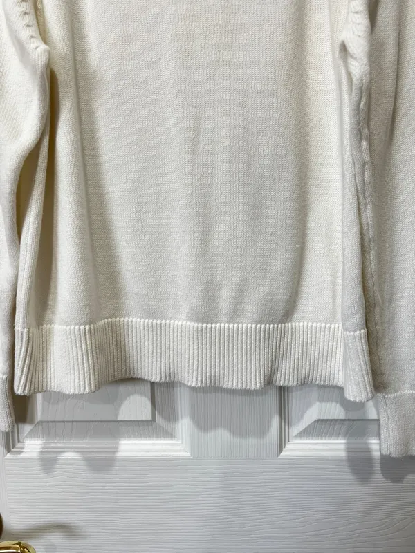 Quince Sweater Women's Ivory Organic Cotton knit Mock Neck Pullover Size XS - Image 6