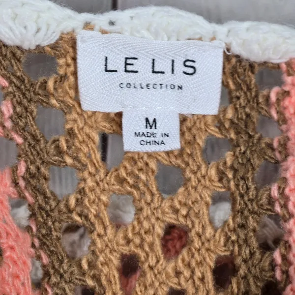 LE LIS COLLECTION Crochet Striped Button Front Crop Top‎ Women Size M - Image 3