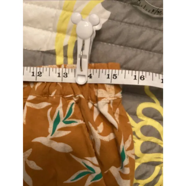 SO Vibrant Tropical Leaf Print Del Orange White Green Drawstring Shorts M - Image 4