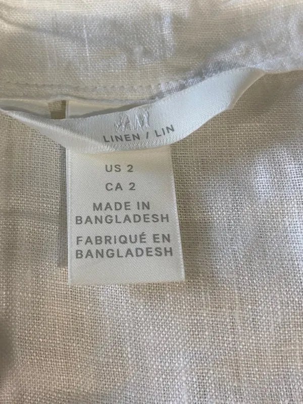 H&M Linen Wrap Top White Size 2 Coastal Beach Minimalist Vacation Lightweight - Image 3