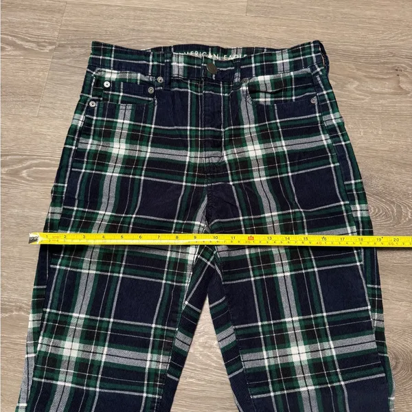 American Eagle Outfitters Green and Blue Plaid Bootcut Pants - Image 9