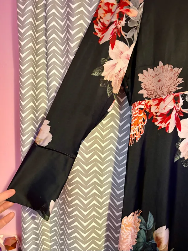 NWOT ZARA | Floral Satin Mandarin Collar Dress, Small - Image 4
