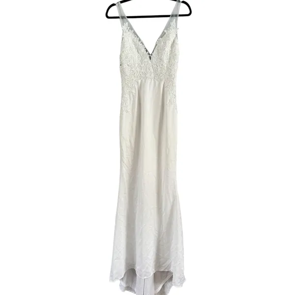 NWT Lulus Precious Promise White Satin Embroidered Lace Mermaid Maxi Dress Sz XS - Image 5