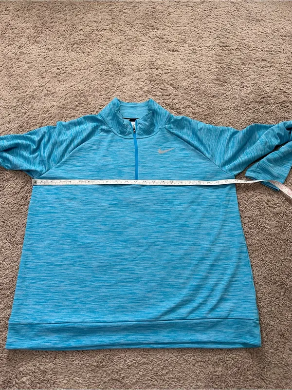 Nike Running Dri Fit Womens Large 1/4 Zip Blue Stretch Long Sleeve - Image 7