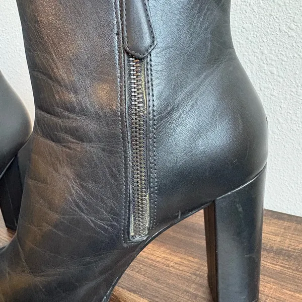 Antonio Melani Black Leather Platform Heeled Ankle Boots - Image 7