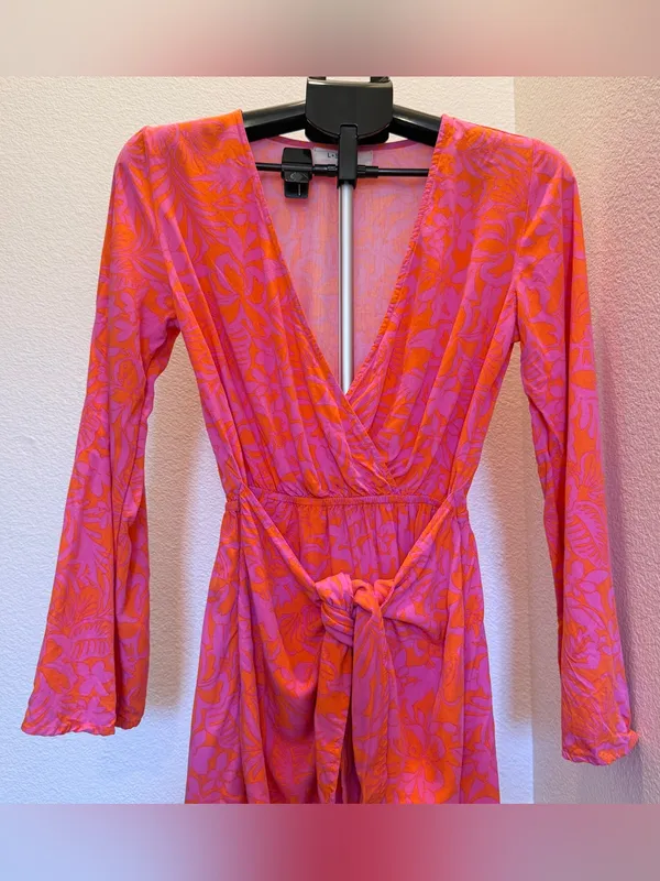 L*SPACE Kristy Mini Dress in Path to Paradise Pink Orange Size X-Small - Image 3