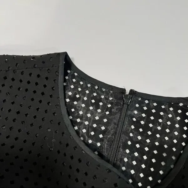 J.Crew Black Eyelet Laser Cut Cotton Silk Fit & Flare Dress 8T - Image 6