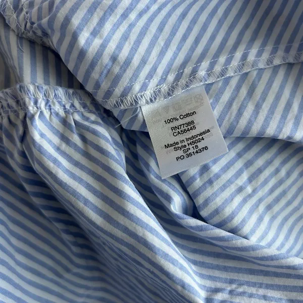J. Crew Woman's Size Medium‎ Peplum Top Blue White Stripe Bow Detail Cotton - Image 8