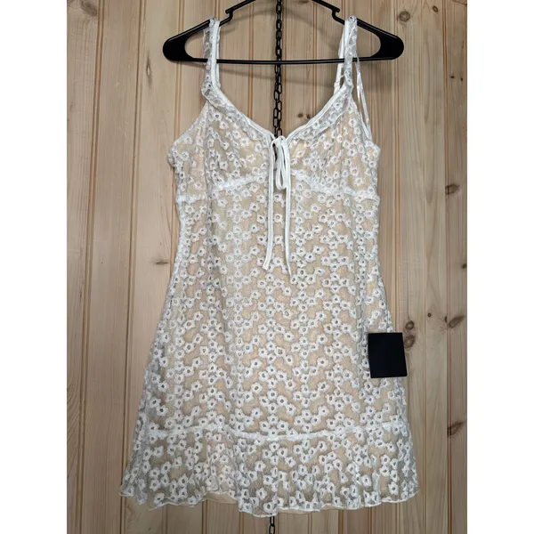NWT Lulus Charmaine White Embroidered Mini Dress Party Resort Cruise Chi Size S - Image 2
