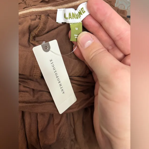 NWT Anthropologie Celandine Strapless Ruched Asymmetrical-Hem Dress Brown Size M - Image 13