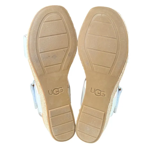 UGG Eisley Cream White Leather Espadrille Wedge Sandals‎ Size 7 - Image 6