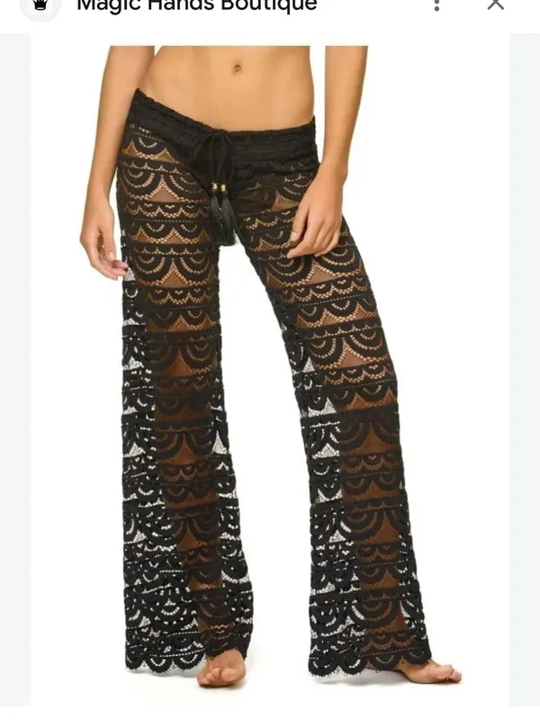 PQ Swim Black Crochet Sheer Crochet Beach Pants XS/s NWT - Image 2