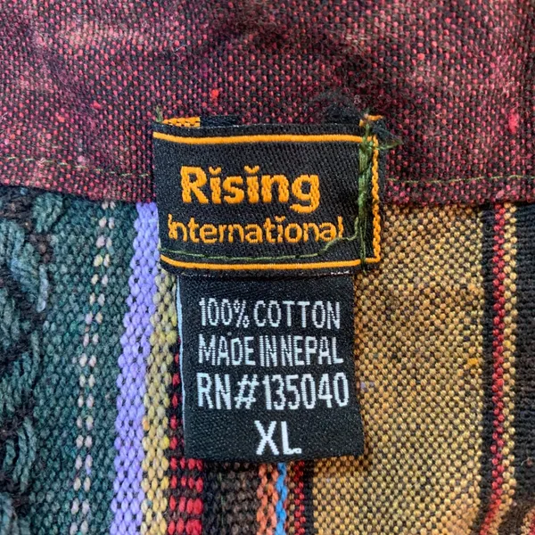 Rising International Nepal Patchwork Overalls Jumpsuit Boho Hippie XL‎ Colorful - Image 3