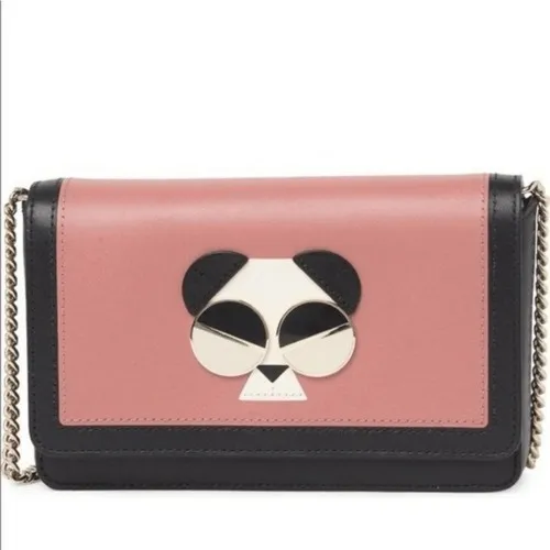 Kate Spade Gentle Panda Crossbody Leather Wallet‎ Bag, Pink/Black, NWT - Image 3