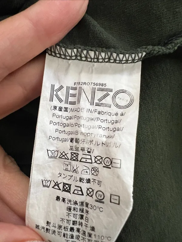 KENZO Paris Logo Sleeve T Shirt Dress Olive Green Cotton XL $328 - Image 7