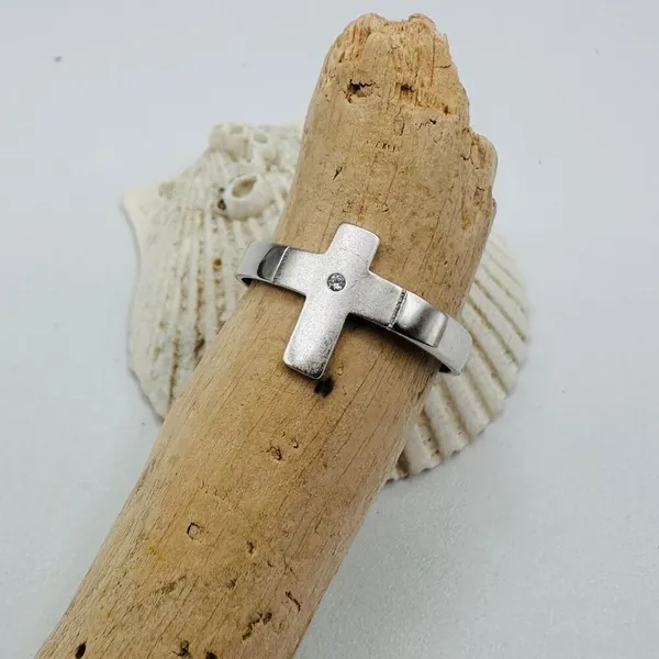 925 Sterling Silver Cross Ring, CZ Cross Ring - Image 4