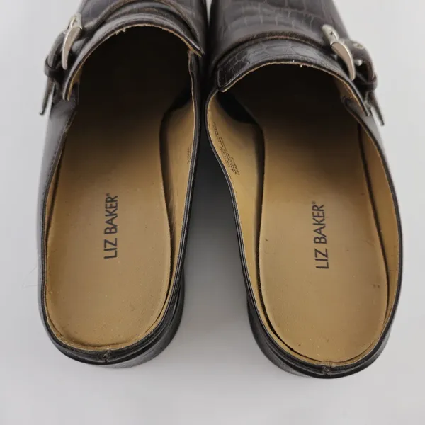 Liz Baker Womens Cheyenne 024-2281‎ Brown Buckle Slip On Mules Shoes Size US 8M - Image 9