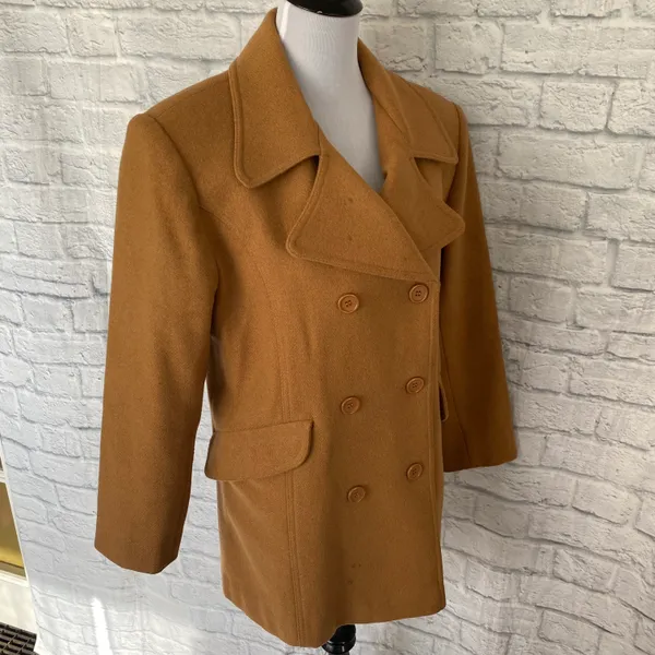 women 6 wool blend fully lined button up pea coat w/front pockets - Image 5