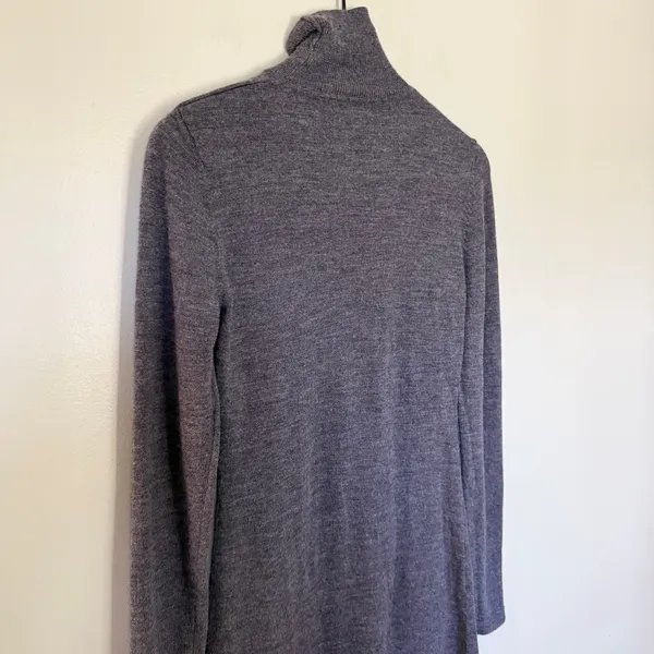 Garnet Hill 100% Merino Wool Turtleneck Long Sleeve Sweater Dress Grey Small - Image 4