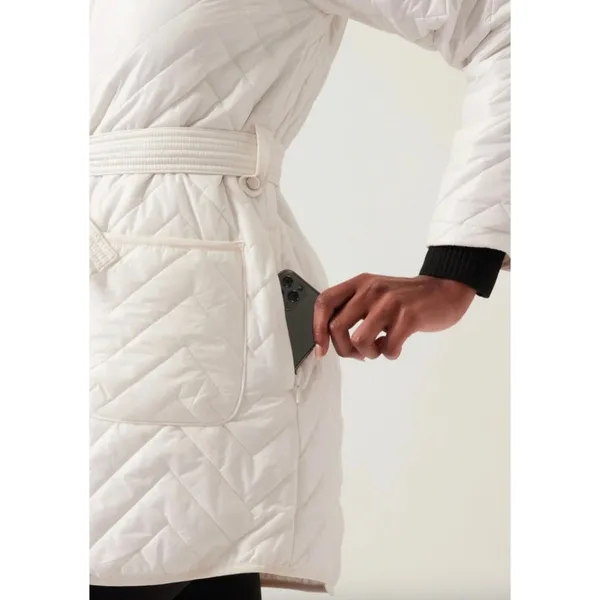 Athleta Mendocino Puffer Coat Quilted White Light Quilted Belted Size 2X NWT - Image 3