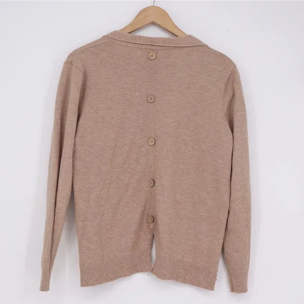 Vila Milano Womens Tan Open Front Button Back Cardigan Sweater Size L - Image 4
